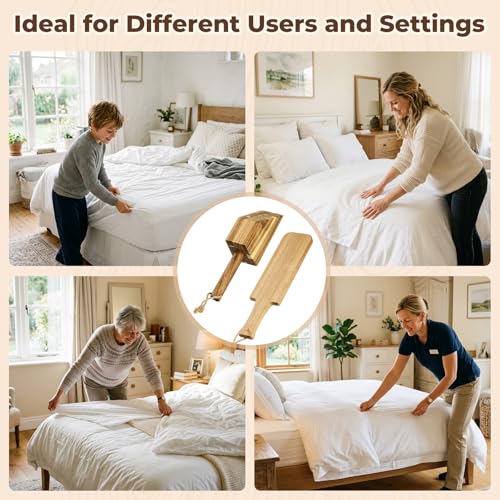 Mattress Lifter & Bed Sheet Tucker Tool for Changing Sheets, Acacia Wood Mattress Lifter Wedge and Bed Maker Tool, Comfort Grip and Lever-Action Lift for Tuck Sheets or Bed Skirts