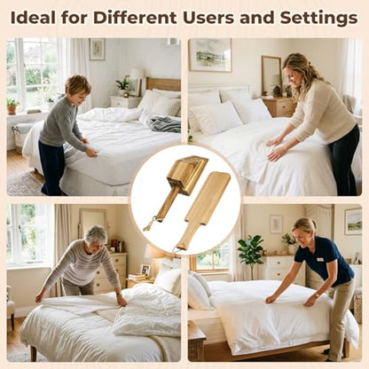 Mattress Lifter & Bed Sheet Tucker Tool for Changing Sheets, Acacia Wood Mattress Lifter Wedge and Bed Maker Tool, Comfort Grip and Lever-Action Lift for Tuck Sheets or Bed Skirts