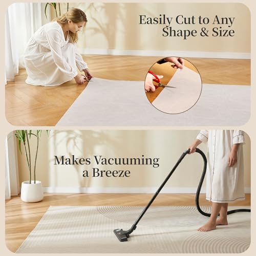 Strong Rug Pad Gripper, 5X Non-Slip Power, Grips Help Keep Area Rugs Safe and in Place, Slip and Skid Resistant Pads for Hard Floors, Under Carpet Mat Cushion and Hardwood Protection 3x5 FT