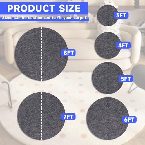 Non-Slip Rug Pads,Round 8 Ft Waterproof Extra Large Area Rugs Non Skid Rug Pad for All Floors and Finishes Durable Hardwood Floor Protective Felt Keeps Rugs in Place, Safe and Secure