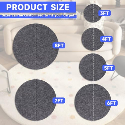 Non-Slip Rug Pads,Round 8 Ft Waterproof Extra Large Area Rugs Non Skid Rug Pad for All Floors and Finishes Durable Hardwood Floor Protective Felt Keeps Rugs in Place, Safe and Secure