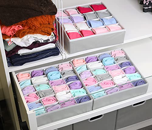 Simple Houseware Sock Drawer Organizer, 3 Pack, Gray | for Dresser/Closet/Bedroom, 2 Pack 24 Cell & 1 Pack 16 Cell