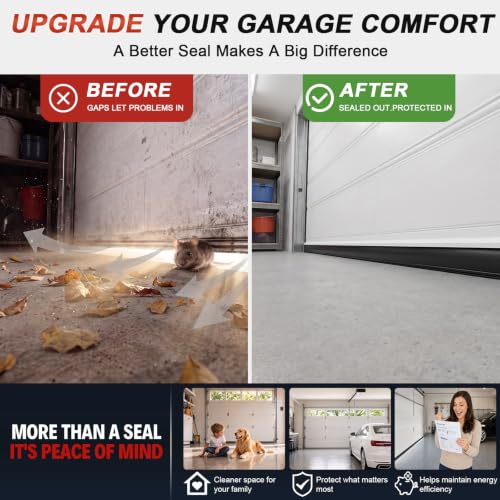 Garage Door Seals Bottom Rubber - Jobon 16.5 Ft Heavy-Duty Garage Door Weather Stripping Bottom Seal with Pre-drilled Aluminum Track Retainer Kit, Easy Installation for Home & Commercial