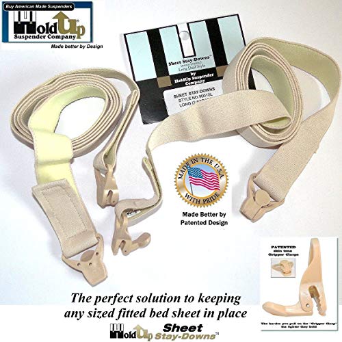 Holdup Crisscross Fitted Sheet Strap Stay-Downs Patented Gripper Clasps | Holdup Crisscross fitted sheet strap stay-downs with USA patented gripper clasps. Secure hold keeps sheets firmly in place.