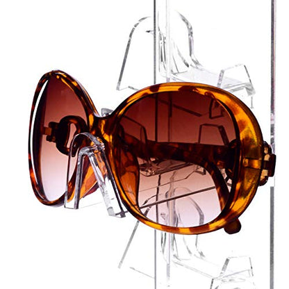 MOOCA Acrylic Rotating Eyewear Display Stand, Holds 20 Frames | Premium rotating acrylic eyewear rack with oversized supports holds up to 20 large sunglasses or frames and assembles easily.