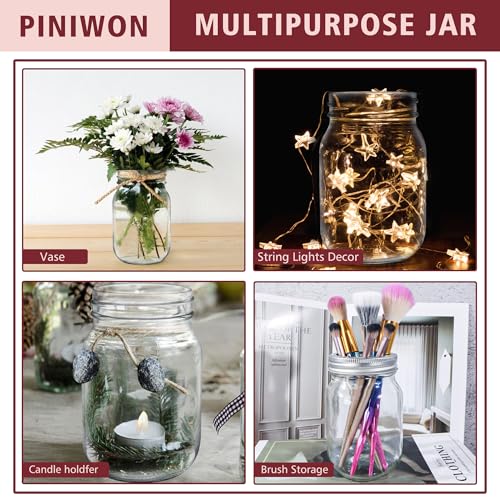 PINIWON Mason Jars 16 oz with Lids and Bands, 15 Pack Pint Canning Jars