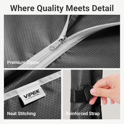 VIPEK V5C Heavy Duty Covered Clothes Rack Portable Closet Rack, Black Metal Clothing Rack with Black Upgarded Polyester Cover, Adjustable Custom Freestanding Closet Wardrobe, Max Load 800LBS