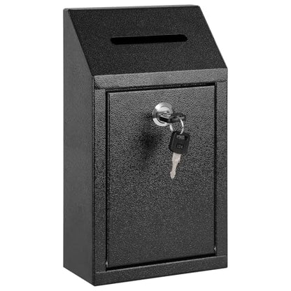 KYODOLED Wall Mount Money Drop Box with Lock & Slot, Metal Cash Box for Farm Stand, Porch Pickup, Office & Donations, 10.24x5.7x2.95 Inch, Black