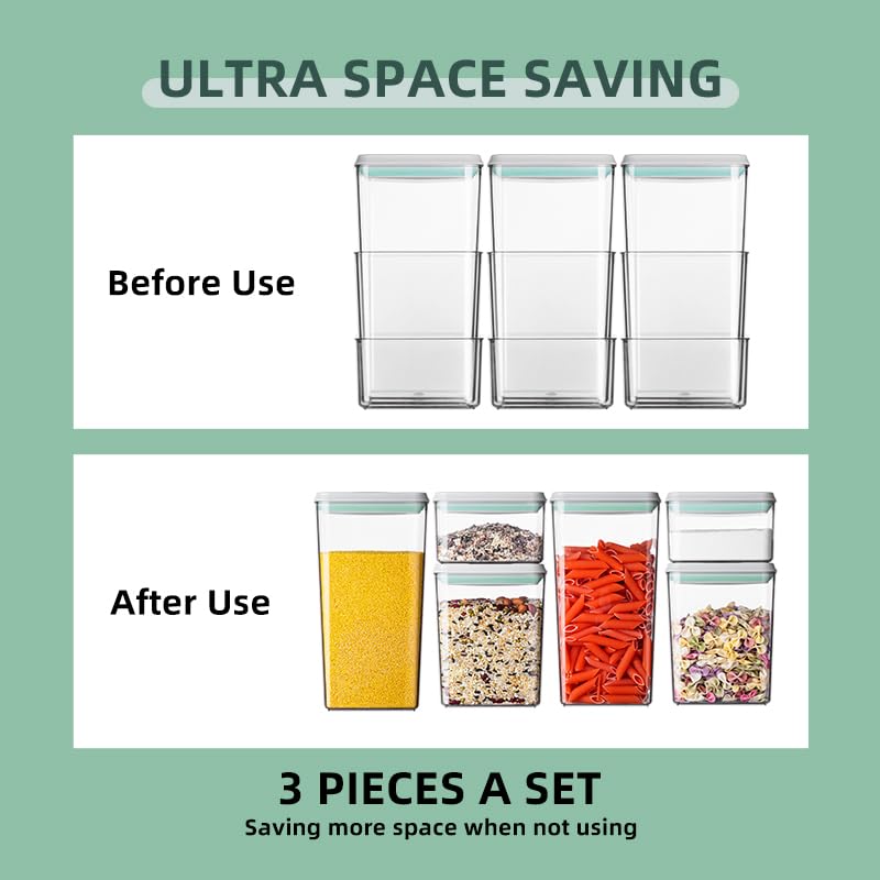 Airtight Food Storage Container Sets with Lids 6Pcs Pop Containers for Kitchen Pantry Organization BPA-Free Stackable Kitchen Storage Containers for Cereal Flour Sugar (0.5, 1.2, 1.8qt)*2