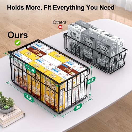 Freezer Organizer Bins, 4 Pack Big Baskets for 5/ 7 Cu.FT Deep Freezer | Stackable Chest Freezer Organizer Bins, Foldable Baskets with Handles, Black Storage Container Baskets for Sort Frozen Meats