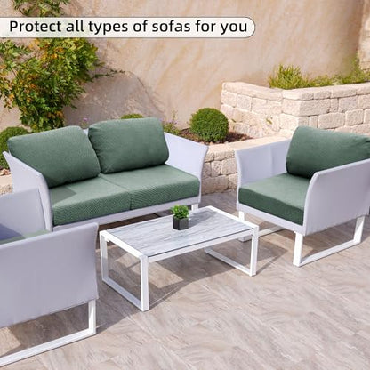 8PCS Patio Cushion Covers.Patio Furniture Couch SeatSlipcovers | Washable Fumiture Protector, Replacement for Sofa SectionalChair Elastic-Bottomed Sofa Chair Cover