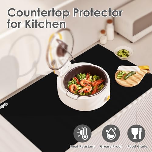 36.2" x 24" Extra Large Silicone Mat for Epoxy Resin, Nonstick Crafts Mats | for Crafts Jewelry Casting, Non-Slip Kitchen Table Placemats for Countertop Protector Heat Resistant Counter, Foepoge Black