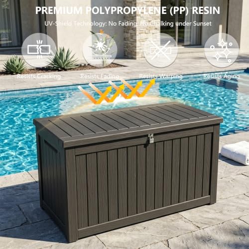 Outdoor Storage Box, 270 Gallon Waterproof Deck Box [Upgraded 3.0], Super-Sized Gas-Spring Resin Trunk for Large Seat Pillows, Heavy-Duty Lockable Backyard Storage Sofa, Garden Lawn, Black
