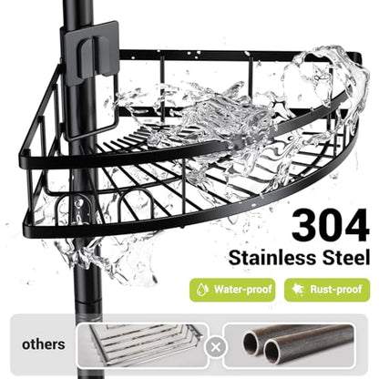 Corner Shower Caddy Standing: 4-tier Rustproof Shower Organizer Shelf - Floor Shower Corner Shelf for Bathroom, Renters, Apartment & Dorm