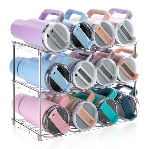 Larger Water Bottle Organizer for Stanley 40 oz Tumbler, Tumbler Organizer | Stackable Water Bottle Holder Rack for Cabinet, Kitchen Storage Organizer for for Stanley Cup Accessories, Tumbler Storage