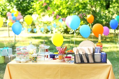 Metal Paper Plate Organizer & Utensil Holder for Countertop, Silverware Caddy Cutlery Flatware Organizer for Plastic Cup Forks Spoon Napkins, Paper Plate Holder for Picnic Camping Party