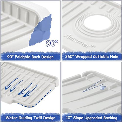 Kitchen Sink Splash Guard, Silicone Faucet Guard &... (‎White)