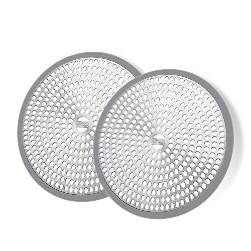 Shower Hair Catcher Drain Protector Strainer-Steel... (2 Count | Gray Gray)