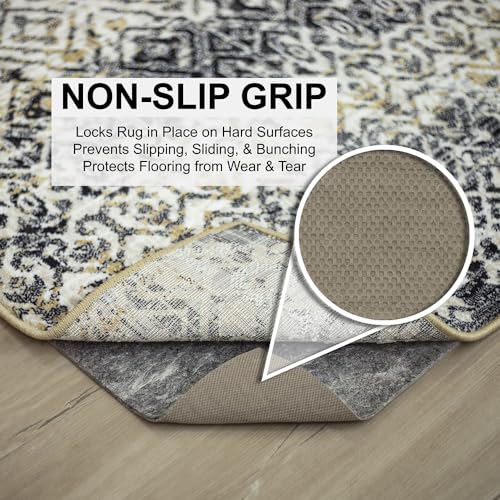 Mohawk Home Non Slip Rug Pad 2' x 16'- 1/4" Thick Felt + Latex Rubber Gripper - Dual Surface Cushion for Hardwood, Carpet, Tile Floors, Made in USA
