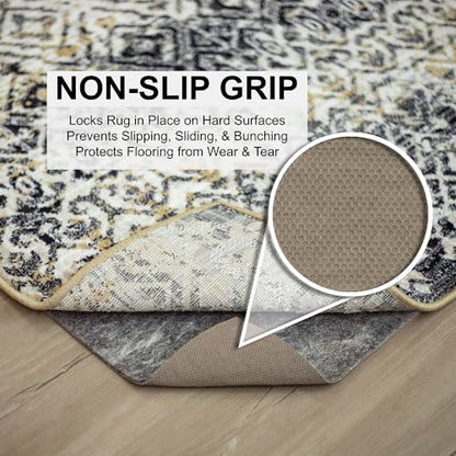 Mohawk Home Non Slip Rug Pad 2' x 16'- 1/4" Thick Felt + Latex Rubber Gripper - Dual Surface Cushion for Hardwood, Carpet, Tile Floors, Made in USA