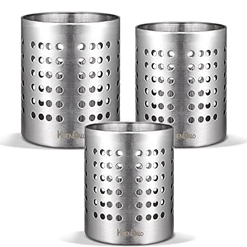 Metal Utensil Holder Set, Small SUS304 Steel Utens... (Silver)