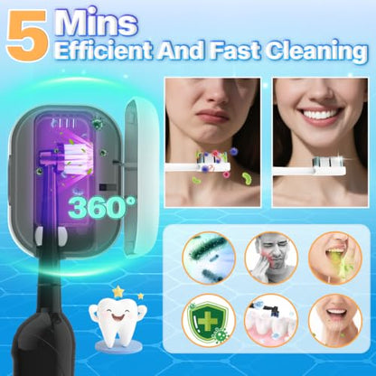 Toothbrush Sanitizer Case, Portable Mini Toothbrush Covers | with Holder, Rechargeable Travel Home Toothbrush And Holder, Cleaner Case for All Electric & Manual Toothbrushes (White)