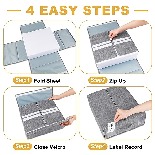 Bed Sheet Organizers and Storage 2 Pack Queen/King Size Foldable Sheet Organizer for Linen Closet Folder Organizer for Duvet Cover Set Bedsheet Organizers for Bedding Clothes Blankets, Grey
