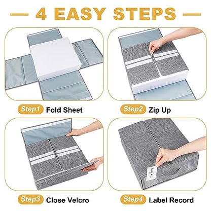 Bed Sheet Organizers and Storage 2 Pack Queen/King Size Foldable Sheet Organizer for Linen Closet Folder Organizer for Duvet Cover Set Bedsheet Organizers for Bedding Clothes Blankets, Grey