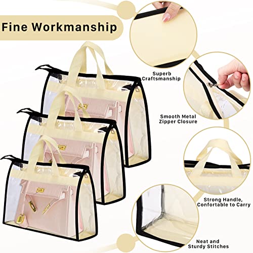 9 Pack Dust Bags for Purses and Handbags, Purse Storage Organizer | Handbag Dust Bags, Clear Handbag Storage Organizer, Purse Cover Hanging Closet Organizer with Zipper, Handles and Hooks