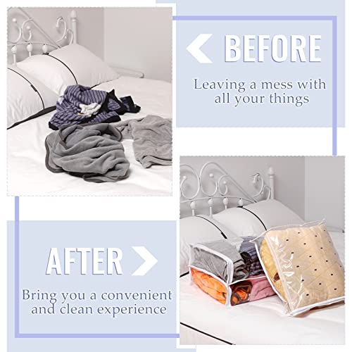 6 Packs Clear Zippered Storage Bags 16 x 14 x 4 Inch Sweater Moth Bags Vinyl Plastic Storage for Blankets Clothes Bed Sheet Organizer with Zipper for Closet Linen Sweater Clothes Comforters Pillow