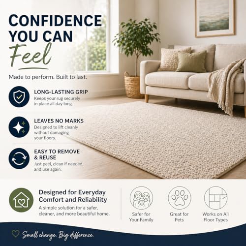 Corner Rug Grippers 12 Pack, Non Slip for Hardwood Tile Laminate, Reusable Adhesive