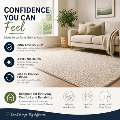 Corner Rug Grippers 12 Pack, Non Slip for Hardwood Tile Laminate, Reusable Adhesive