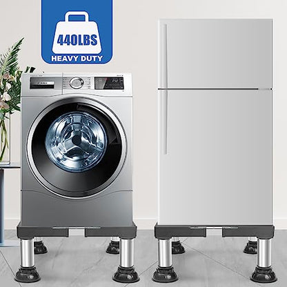 Mini Fridge Stand Height 7"-8.4" Adjustable Washer and Dryer Stand with 4 Strong Feet Heavy Duty Washing Machine Stand Base Laundry Pedestal Universal Platform for Home 16-24 Inch Appliance