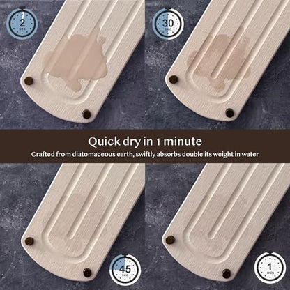 2PCS Absorbing Stone Soap Tray, Quick Dry Diatomaceous Earth Drying Rack | Self-draining, mold-resistant water absorbing soap holder; shower caddy, soap dispenser & sponge organizer, kitchen bathroom.