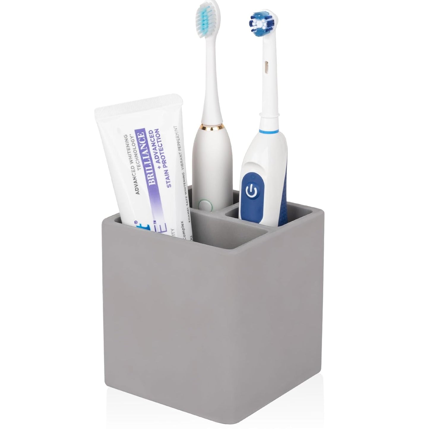 Diatomite Toothbrush Holders Tooth Brush Organizer - Dark Gray | Water-Absorbent Material, 3 Slots for Electric Toothbrush and Toothpaste, for Bathroom Countertop, Shower, Vanity