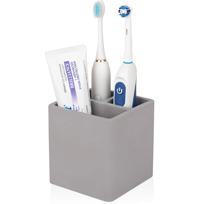 Diatomite Toothbrush Holders Tooth Brush Organizer - Dark Gray | Water-Absorbent Material, 3 Slots for Electric Toothbrush and Toothpaste, for Bathroom Countertop, Shower, Vanity
