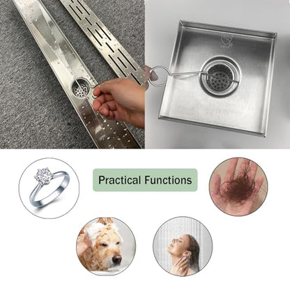 Neodrain Shower Drain Hair Catcher, 2-Pack,Only Fit Neodrain Shower Drain | 304 Stainless Steel Hair & Debris Strainer with Lifting Hook,Filter Basket for Bath Drains,Reusable Trap for Clog-Free Drains