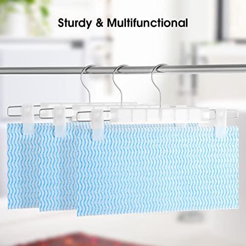 GUANJUNE Clothes Pants Hangers, Space-Saving Skirt Holders with 360 ° Swivel Hooks, Adjustable Clips, Trouser Hangers, Clothes Coat Garment Jeans Hangers (20 Pack, Transparent)