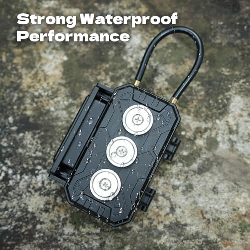 Magnetic Key Lock Box,Magnetic Key Holder Under car,Magnetic Key Cabinets,Key Holder Magnetic,Hide a Key Magnetic Holder,Waterproof Magnetic Key Hider Outside,4 Combinations & Dual Mounting,