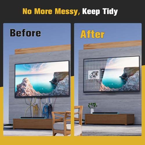 in-Wall TV Box with Flange for Home Theater Installation, 11.9" x 8.4" Cord Hider for Wall Mounted TV, with 2 Outlets, Cable Bracket, LV Cable & 1-1/2" ENT Entrance, Ideal for New or Retrofit Job