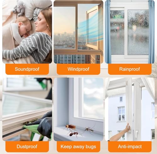 Bruiefpap 39.4FT Weather Stripping for Doors and Windows, Self-Adhesive Soundproofing Door Seal, Door Insulation for Sliding, Exterior, Frames and Front, 0.35'' Wide x 0.2'' Thick, White