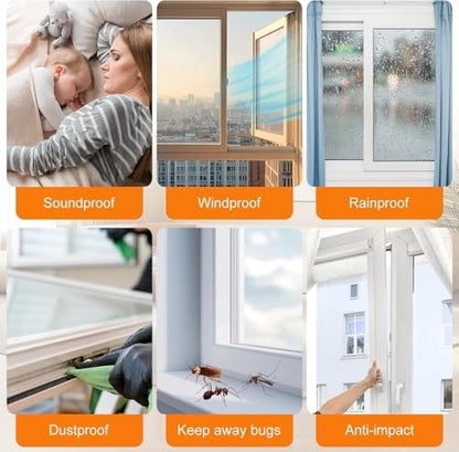 Bruiefpap 39.4FT Weather Stripping for Doors and Windows, Self-Adhesive Soundproofing Door Seal, Door Insulation for Sliding, Exterior, Frames and Front, 0.35'' Wide x 0.2'' Thick, White