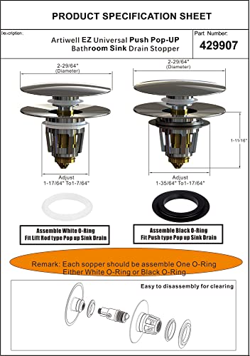 Universal Bathroom Sink Drain Stopper, Fits Most Pop-Up Drains for Vessel Sink Lavatory Vanity, Sink Drain Strainer with Detachable Hair Catcher, Tested by Plumber in US (Oil Rubbed Bronze)