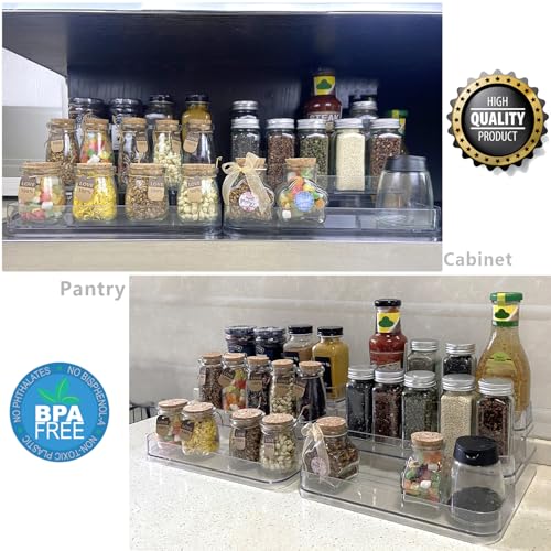 Perfume Organizer - 2 Pack Three-Tiered Shelf - Perfume Lotion Skincare Stand, Spice Vitamins Medicine Bottles Holder,Sturdy Clear Rack for Kitchen Bathroom Countertop Cabinet Storage
