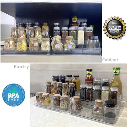 Perfume Organizer - 2 Pack Three-Tiered Shelf - Perfume Lotion Skincare Stand, Spice Vitamins Medicine Bottles Holder,Sturdy Clear Rack for Kitchen Bathroom Countertop Cabinet Storage