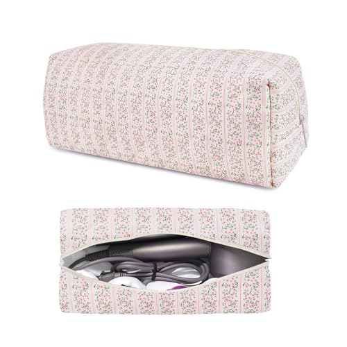 Hair Tools Travel Carrying Bag, Quilted Floral Bag... (Pink | Nylon)