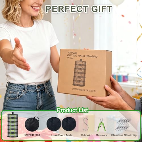 Herb Drying Rack Hanging Mesh Net - 6 Tier plant drying rack Foldable Design with U-Zipper, Bonus Pruning Shears & Plant Hooks for Garden Herbs, Vegetables, Fruits, Flowers & Dried Foods (23.62")
