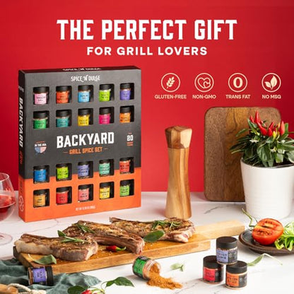 Grilling Spice Set Grill Seasoning Gifts, 20 Unique Spices and Seasonings Jars Gift Set, BBQ Gifts For Men, Dad, Husband, Father, Flavors Like Chili, Cajun, Garlic, Steak, Rub, Herbs, Blend and More
