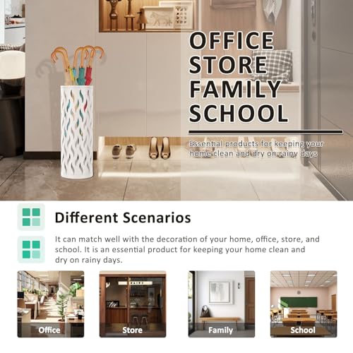 Umbrella Stand Metal Umbrella Holder Hollowed Umbrella Rack Freestanding Umbrella Stand Rack Practical Umbrella Organizer Indoor Umbrella Storage Rack for Home Entryway(white-1-circular)