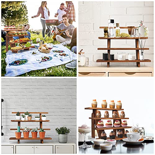 Wooden Display Stand Wood Cupcake Stands Tool Free, Rustic Risers for Display Ideal Craft Funko Pop Shelves Table Display Stand for Vendors Wood Riser